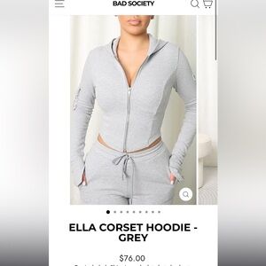 Ella Corset Hoodie - Light Gray Women's Zip-Up Sweater